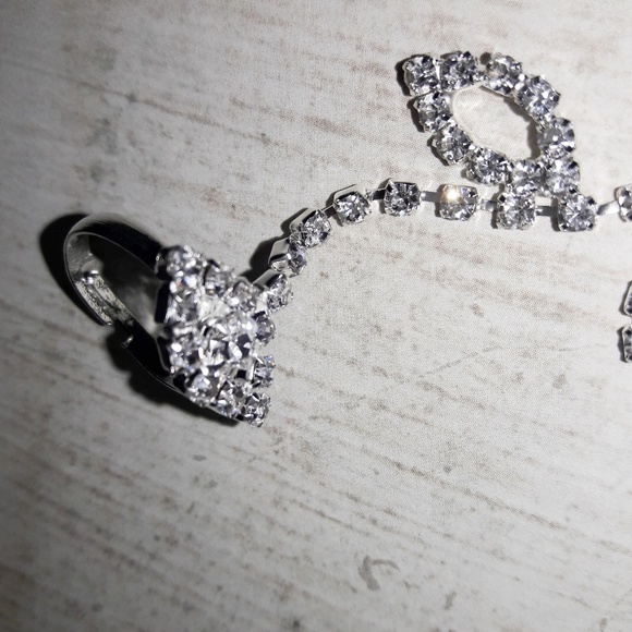 PAIR Rhinestone Crystal Bare Foot Sandal Anklet - Picture 5 of 6